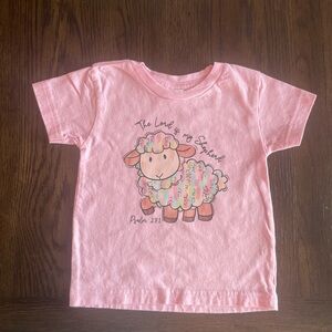 Charming Pink Kids T-Shirt with Sheep Graphic